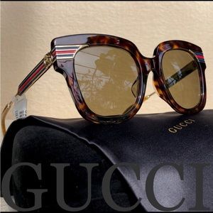 GUCCI 51mm square sunglasses tortoise metal brown